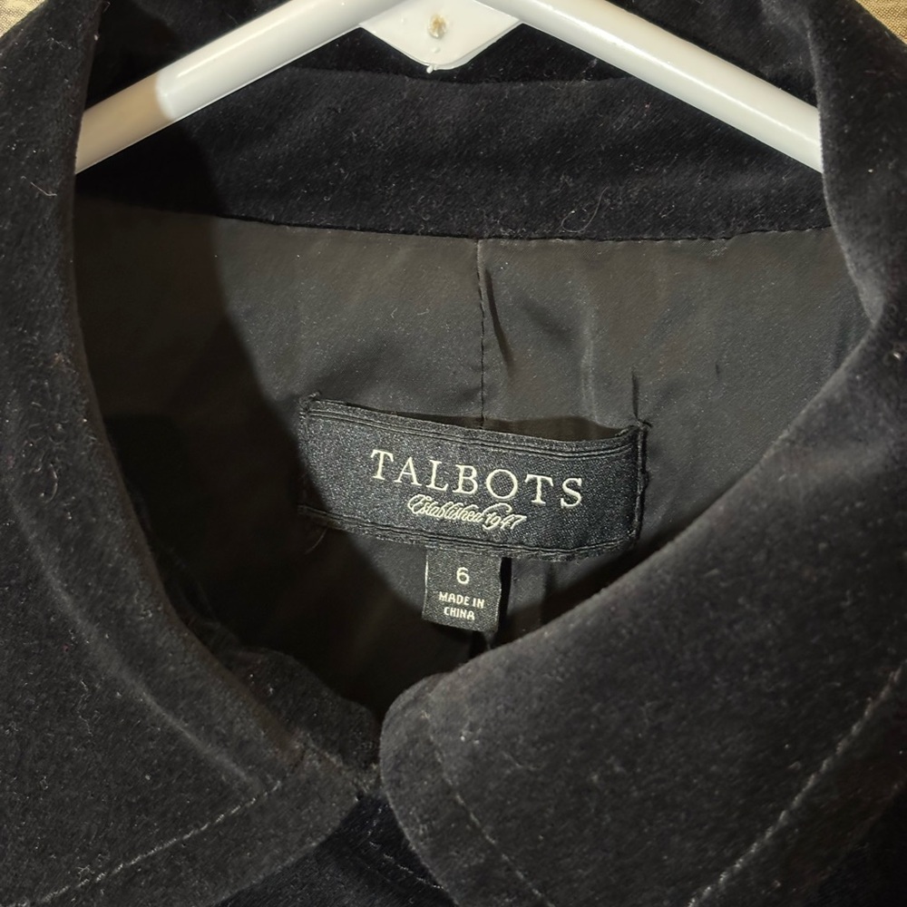Talbots Classic Black Blazer 6 Velvet Military Buttons Front Pockets Career - Picture 4 of 5
